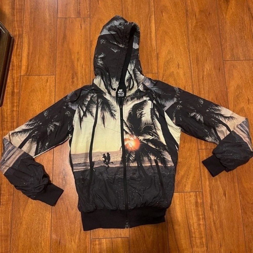 Nike Black and Cream Palm Tree Hoodie